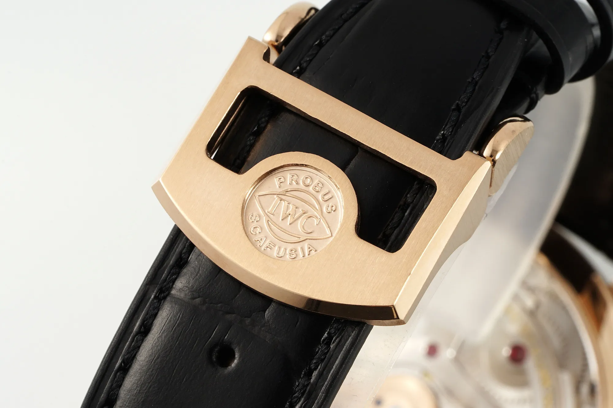 IWC Portugieser Perpetual Calendar Rose Gold Automatic Men’s Watch with Black Dial and Leather Strap - 图片 6
