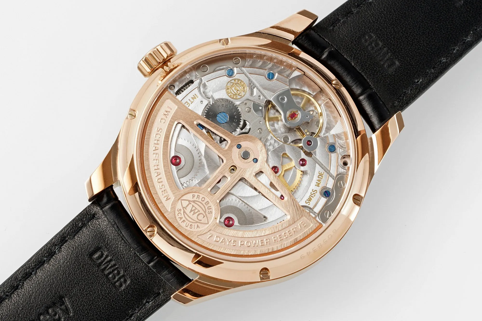 IWC Portugieser Perpetual Calendar Rose Gold Automatic Men’s Watch with Black Dial and Leather Strap - 图片 9