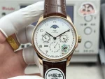 IWC Portugieser Perpetual Calendar Rose Gold Case White Dial Brown Leather Strap Men’s Luxury Watch