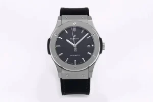 JB Factory Hublot Classic Fusion Watch – Polished Brushed Titanium, Black Dial, 45MM Case, Super Clone Quality
