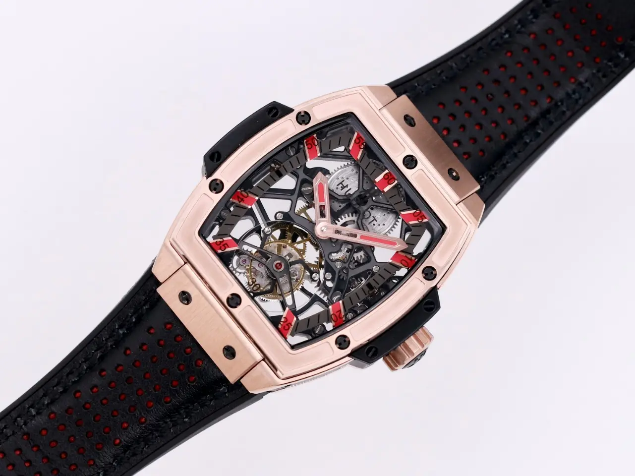 JB Factory Hublot Masterpiece 906 Rose Gold/Platinum Plated Tourbillon Watch with Black Leather Strap – Super Clone Excellence - 图片 8