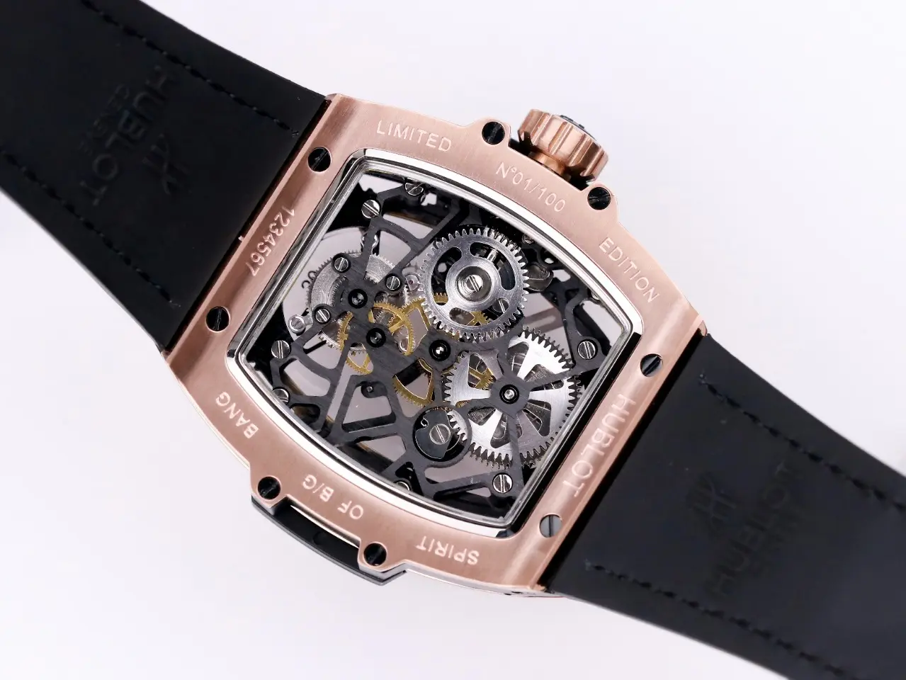 JB Factory Hublot Masterpiece 906 Tourbillon Watch – Rose Gold/Platinum, Black Leather Strap, Skeleton Dial, Super Clone Design - 图片 3