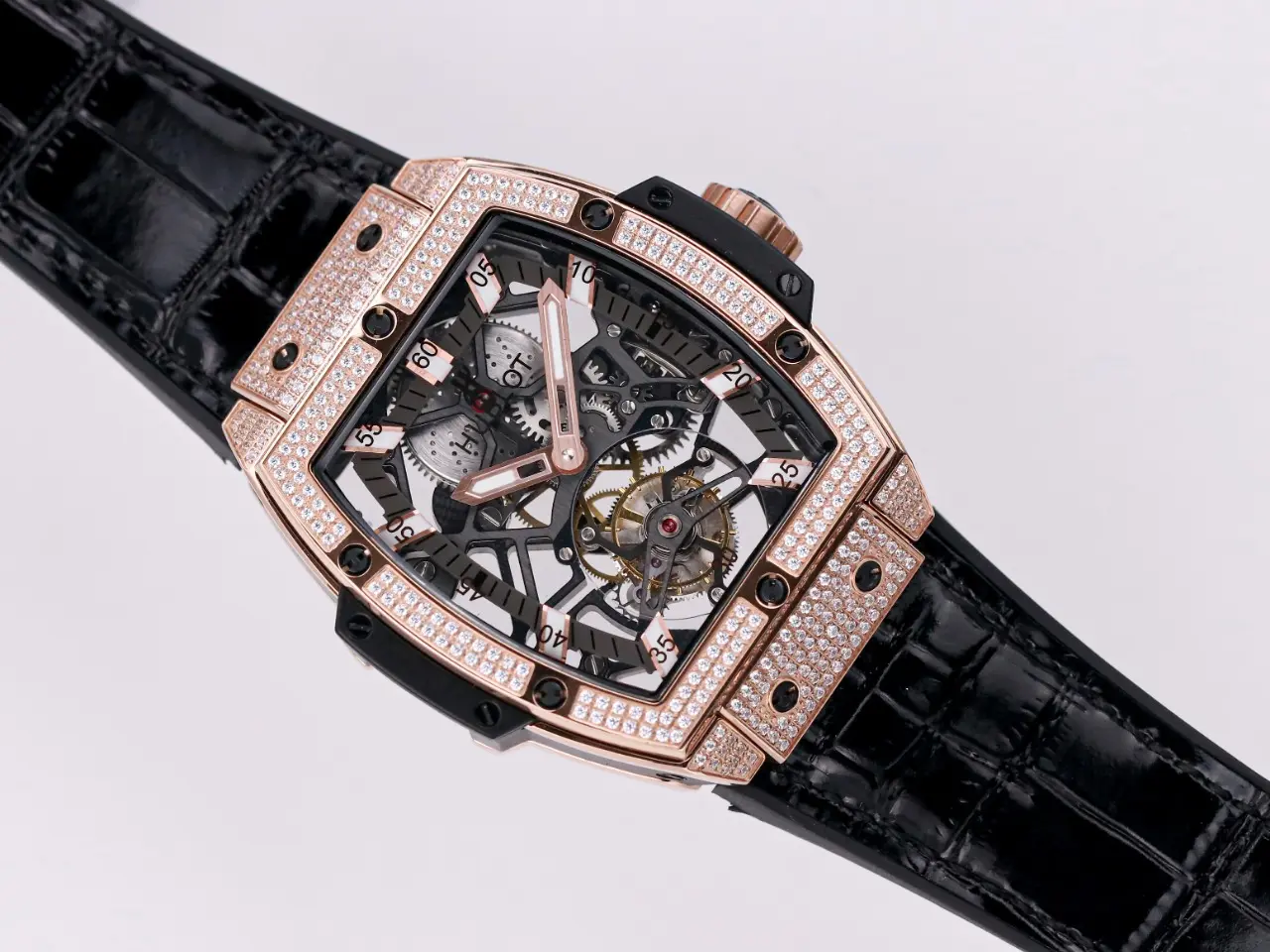 JB Factory Hublot Masterpiece 906 Tourbillon Watch – Rose Gold/Platinum, Black Leather Strap, Skeleton Dial, Super Clone Design - 图片 6