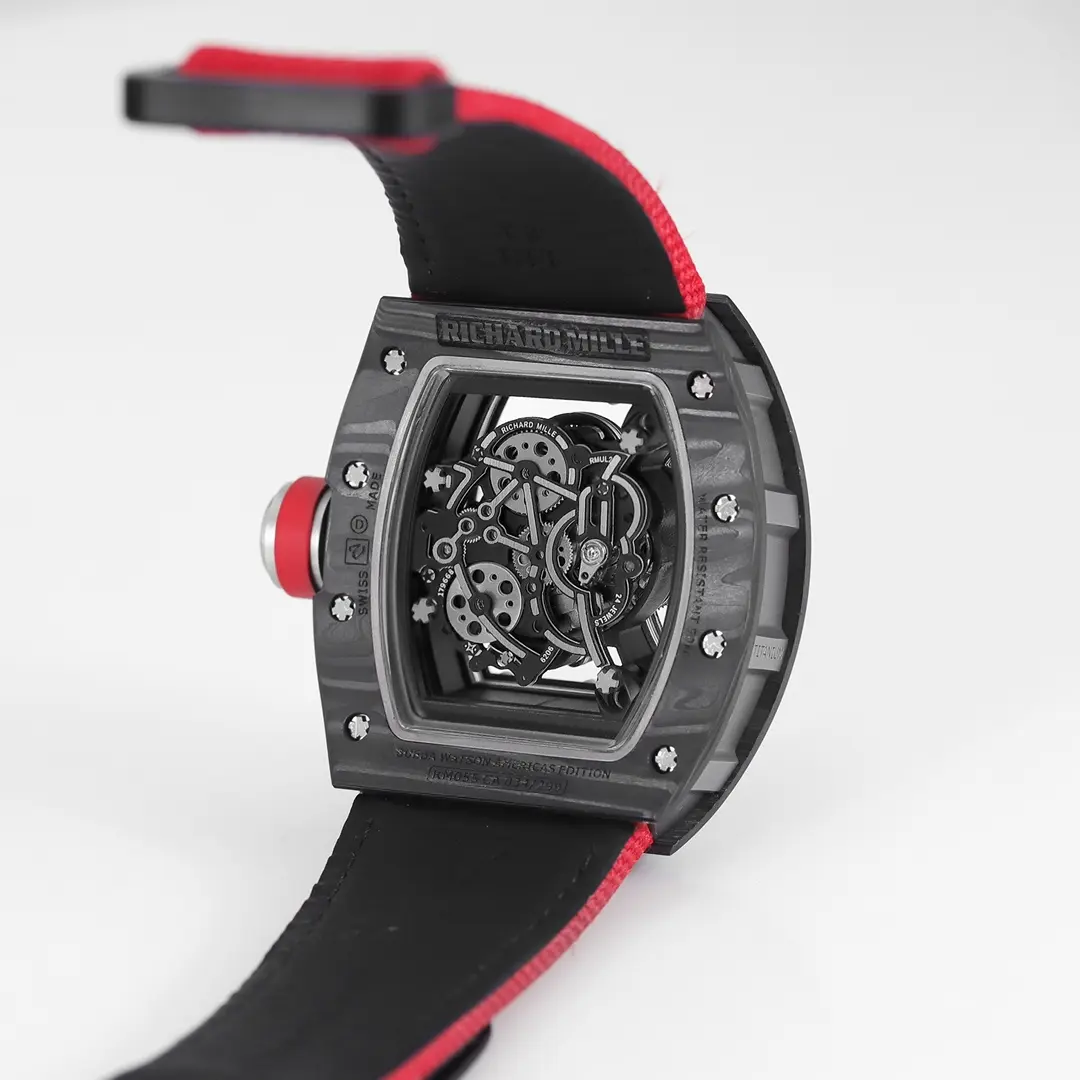 JB Factory Richard Mille Carbon Fiber Super Clone Watch with Red Strap – Premium Replica Richard Mille - 图片 7