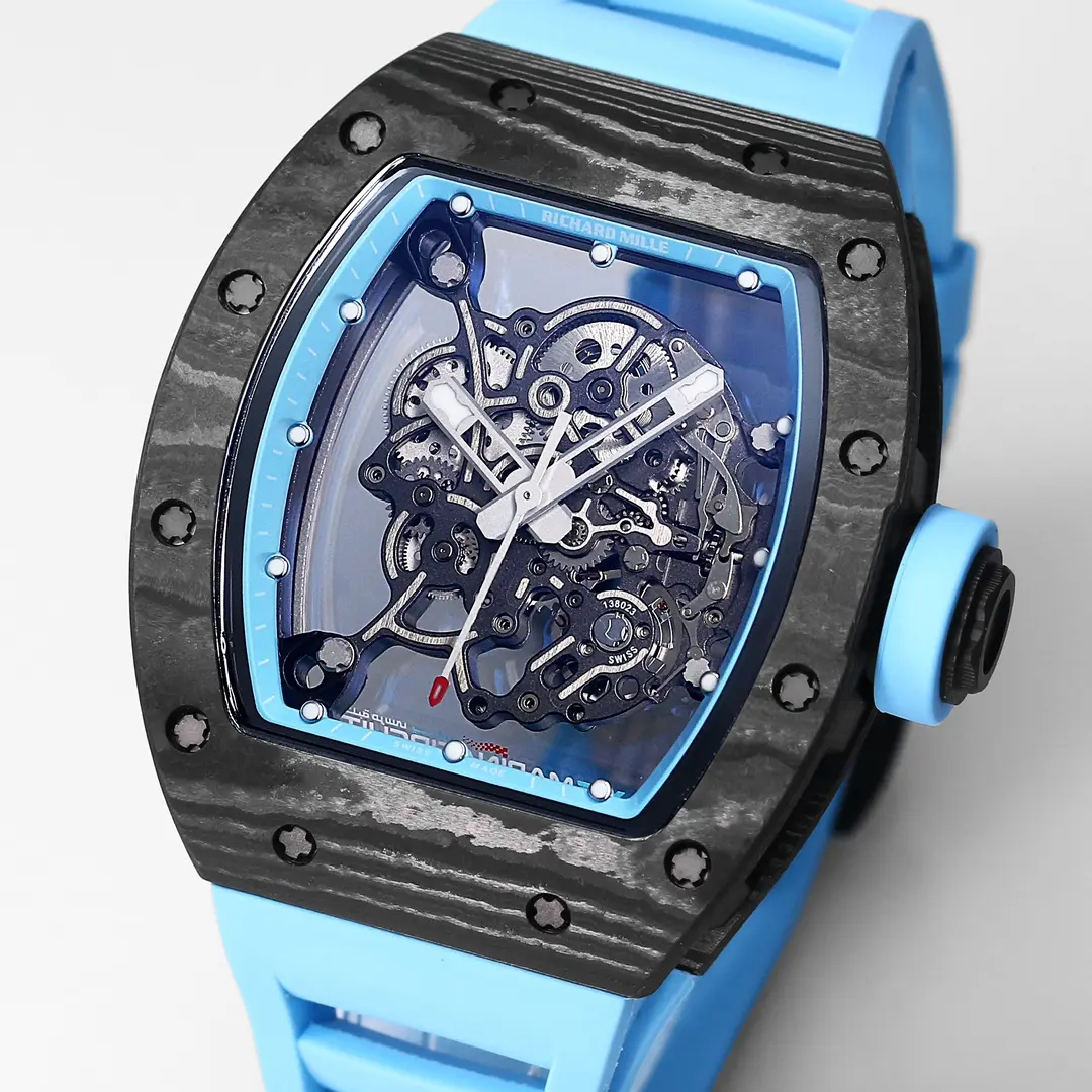 JB Factory Richard Mille RM055 Carbon Fiber Blue Super Clone Luxury Watch - 图片 5