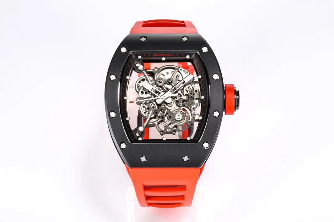 JB Factory Richard Mille RM055 White Ceramic Red Strap – Premium Super Clone Watch