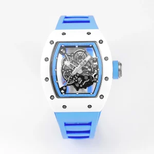 JB Factory Richard Mille White Ceramic Blue Strap Super Clone Watch – Premium Replica Richard Mille Watch