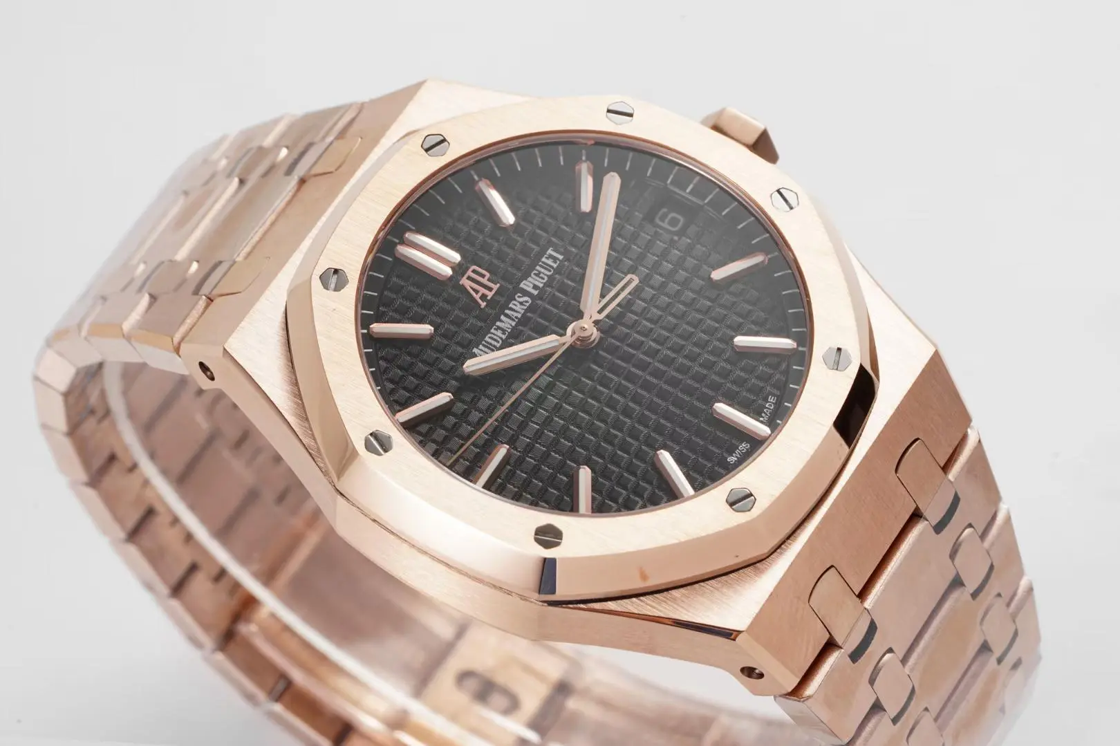 JF Factory Audemars Piguet Royal Oak 15500 Rose Gold Black Dial Super Clone Watch - 图片 2