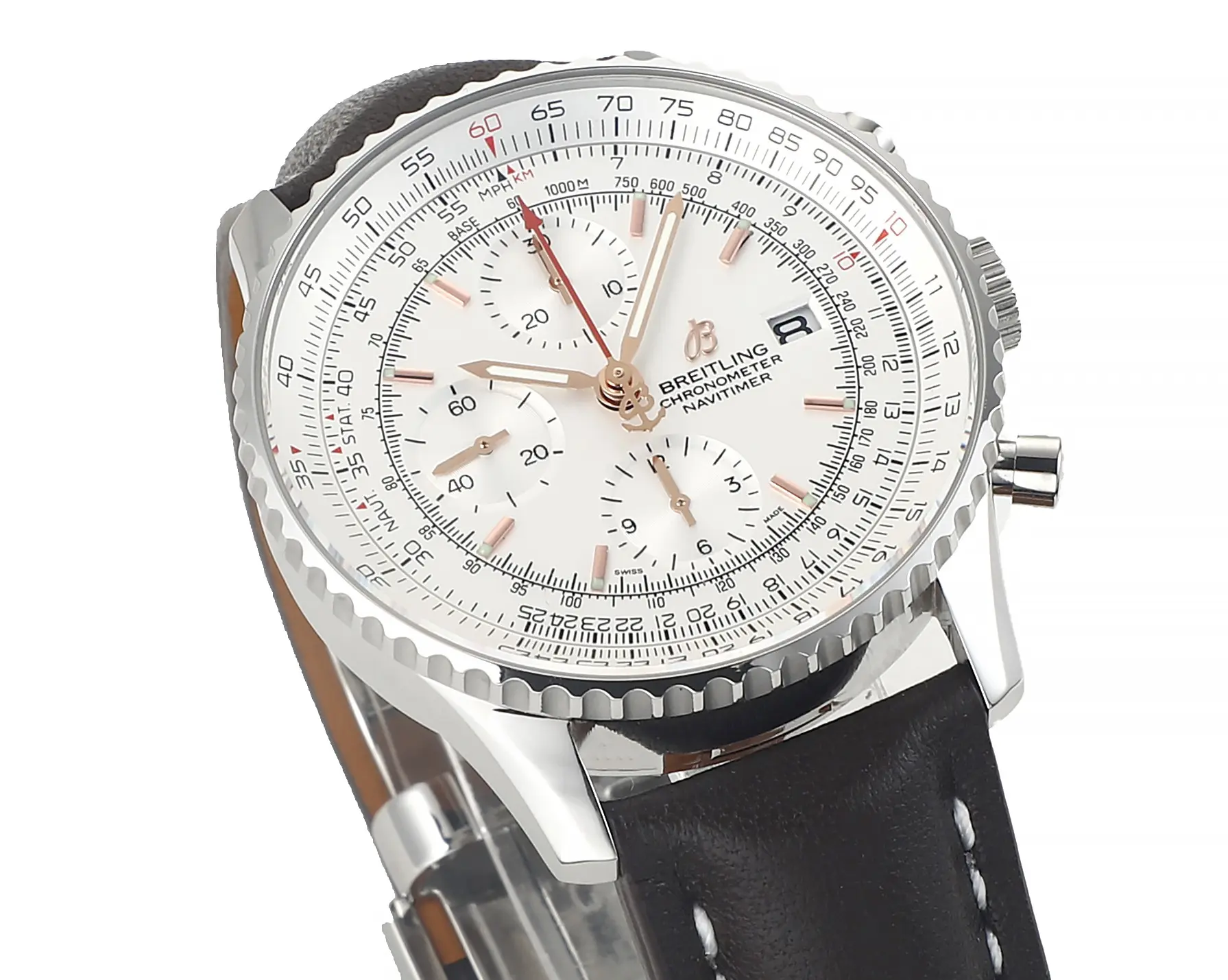 JF Factory Breitling Navitimer Chronograph Silver Leather – Premium Super Clone Watch - 图片 3