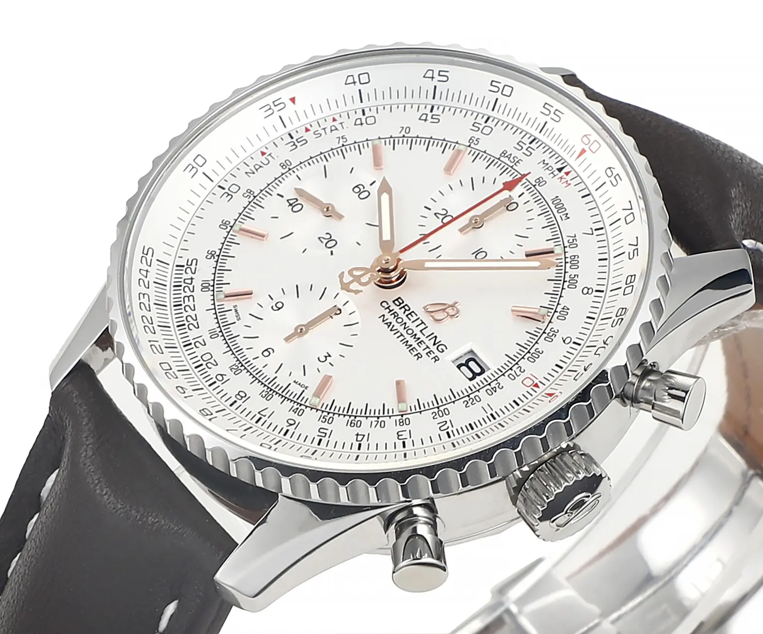 JF Factory Breitling Navitimer Chronograph Silver Leather – Premium Super Clone Watch - 图片 5