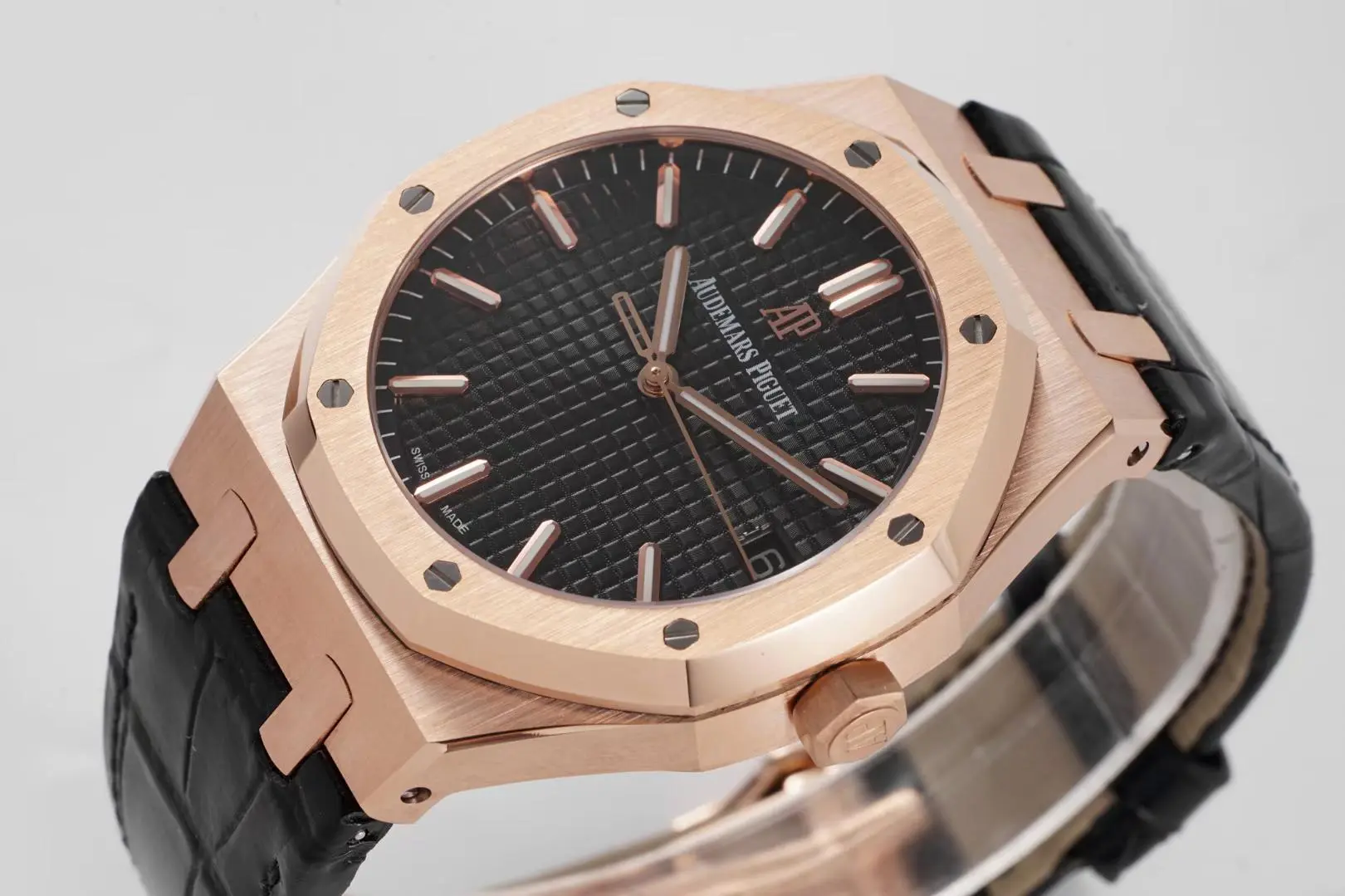 JH Factory Audemars Piguet Royal Oak 15500 Rose Gold Black Super Clone Watch - 图片 3