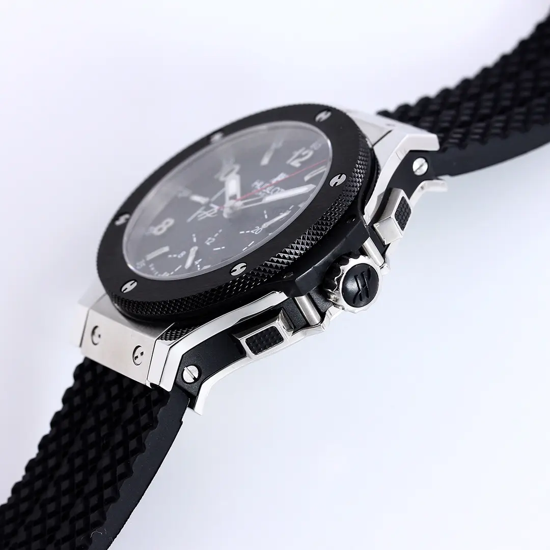 JJ Factory Hublot Big Bang 44mm Black Ceramic & Stainless Steel Chronograph Watch with Rubber Strap – Super Clone Edition - 图片 6
