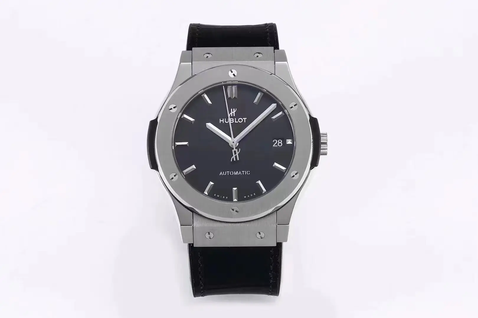 JJ Factory Hublot Classic Fusion WWF Edition – Titanium Polished Brushed Case, Black Dial, Automatic Super Clone Watch