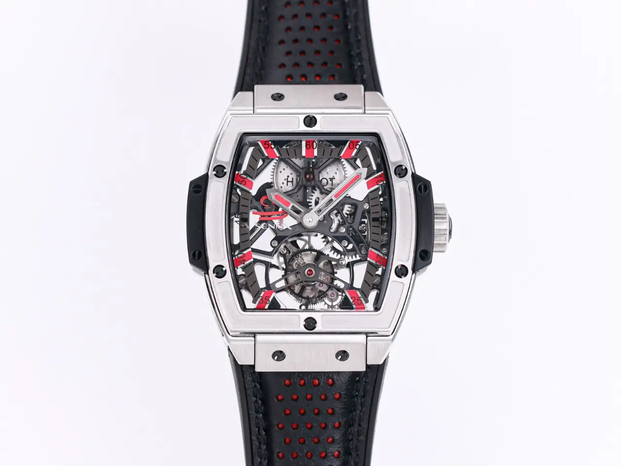 JJ Factory Hublot Masterpiece 906 Tourbillon Watch – Rose Gold/Platinum, Black and Red Leather Strap, Manual Wind Movement, Super Clone Edition
