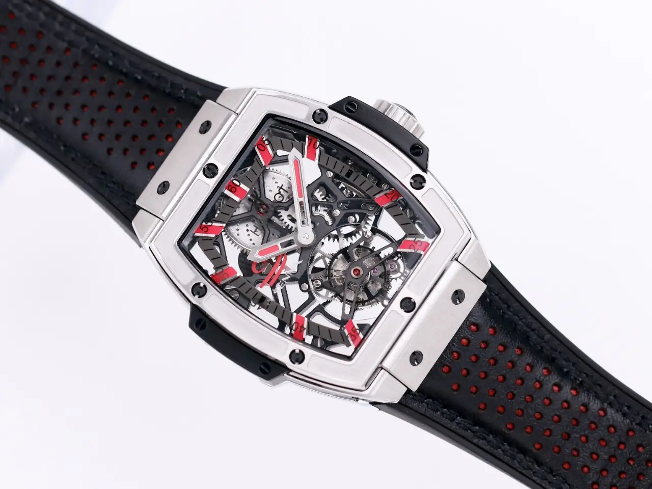 JJ Factory Hublot Masterpiece 906 Tourbillon Watch – Rose Gold/Platinum, Black and Red Leather Strap, Manual Wind Movement, Super Clone Edition - 图片 8