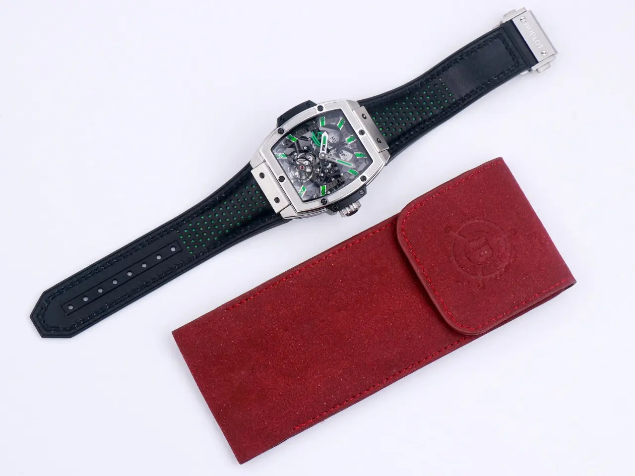 JJ Factory Hublot Masterpiece 906 Tourbillon Watch – Silver with Green Accents, Manual Wind Movement, Leather Strap, Super Clone Design - 图片 3