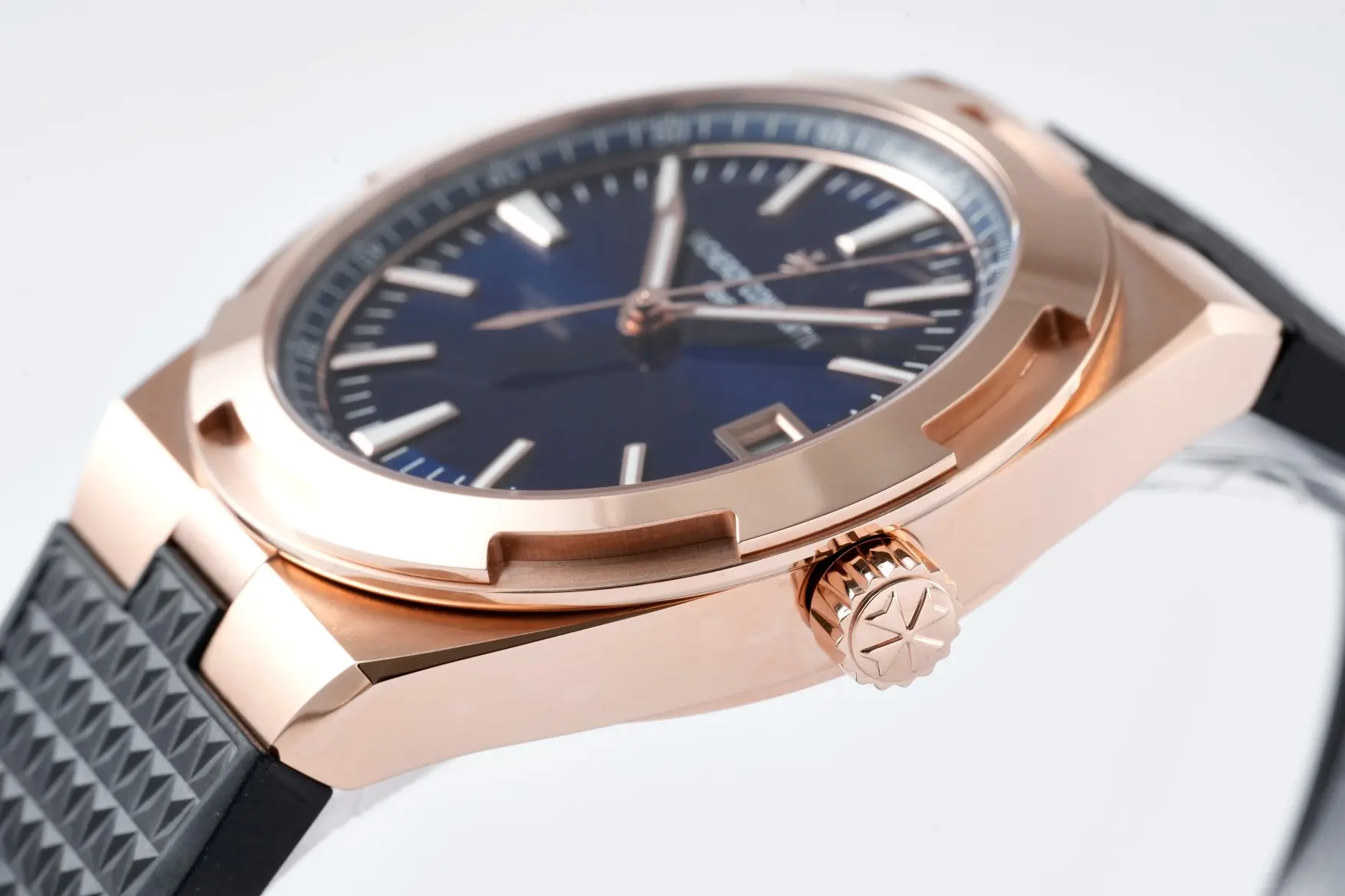 JJ Factory Vacheron Constantin Overseas 4500V Series – Rose Gold Case, Blue Dial, Rubber Strap Best Replica Watch - 图片 6