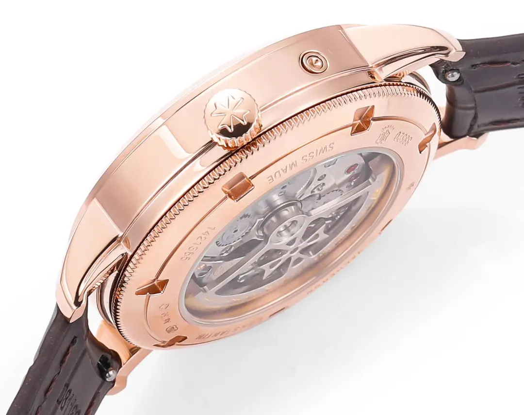 JJ Factory Vacheron Constantin Traditionnelle 83520/000R-9909 Mechanical Watch – Rose Gold, Brown Leather Strap, Multi-Function Dial, Top Super Clone Watch - 图片 5