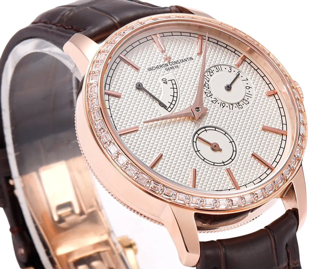 JJ Factory Vacheron Constantin Traditionnelle 83520/000R-9909 Mechanical Watch – Rose Gold, Brown Leather Strap, Multi-Function Dial, Top Super Clone Watch - 图片 7