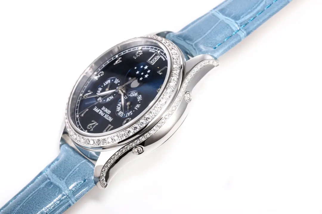 KM Factory Patek Philippe Complications 4947R Blue Leather Super Clone Replica Watch - 图片 6