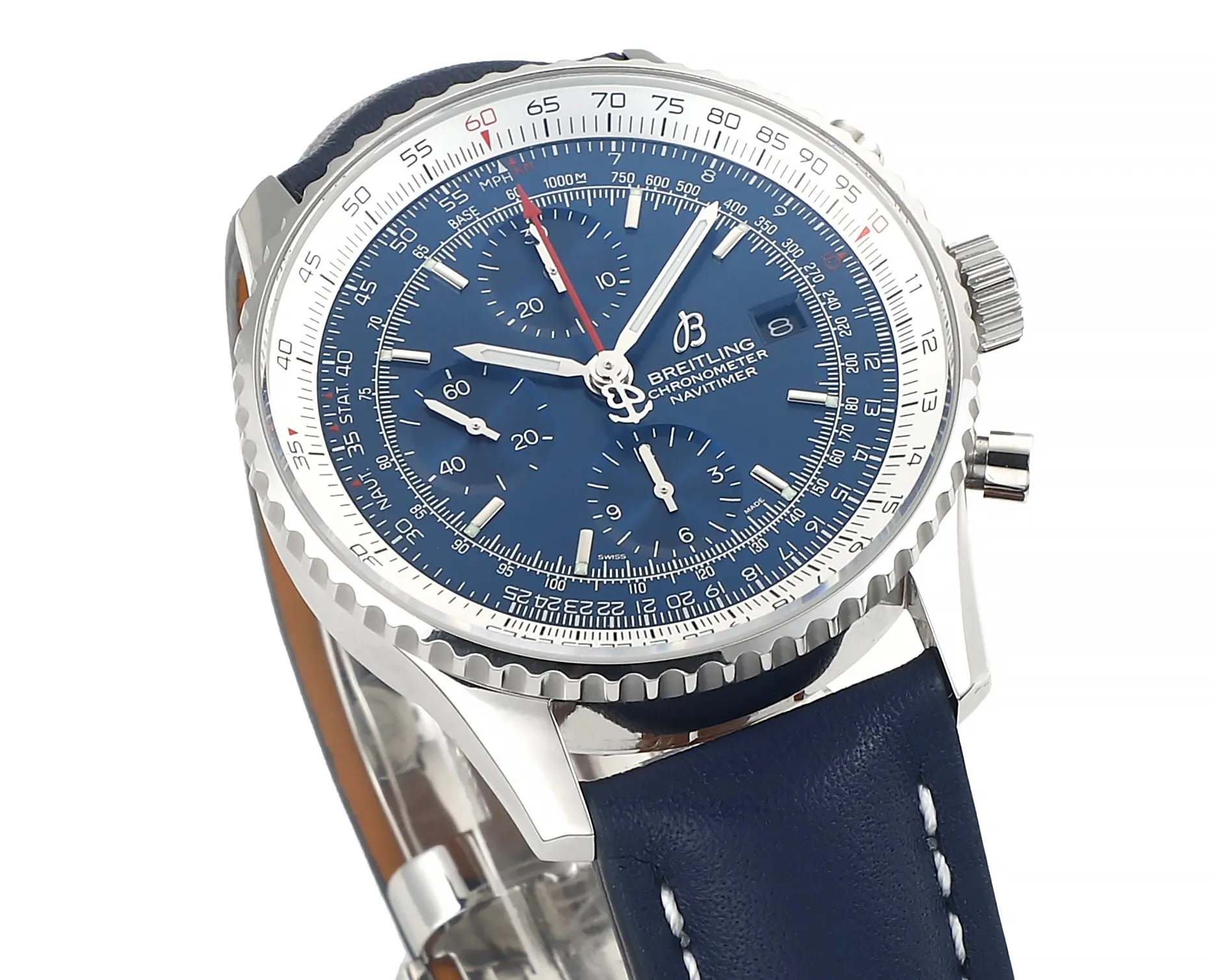 KOR Factory BLS Navitimer Chronograph Blue Leather Super Clone Breitling Replica Watch - 图片 3