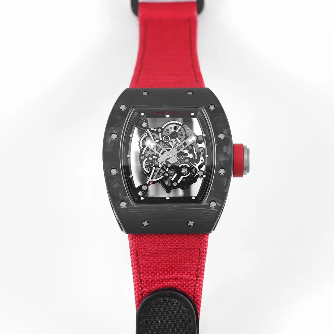 KV Factory Richard Mille Carbon Fiber Super Clone Watch with Red Strap – Premium Replica Richard Mille - 图片 9