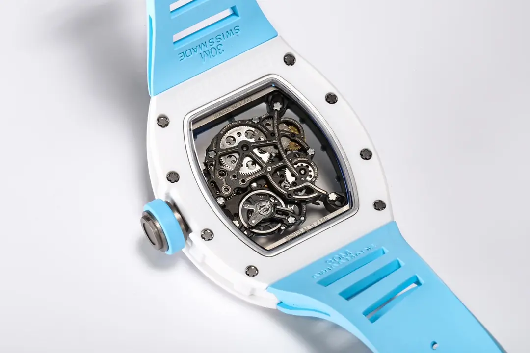 KV Factory Richard Mille RM055 White Ceramic Blue Strap – Super Clone Replica Watch - 图片 8
