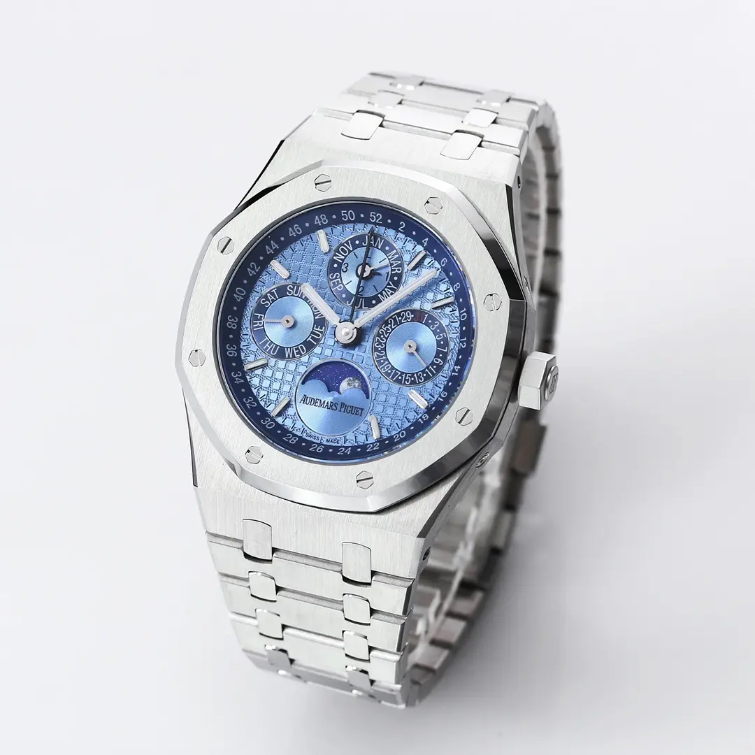 KZ Factory Audemars Piguet Royal Oak Perpetual Calendar Blue Dial Stainless Steel Super Clone Watch – Premium Replica - 图片 3