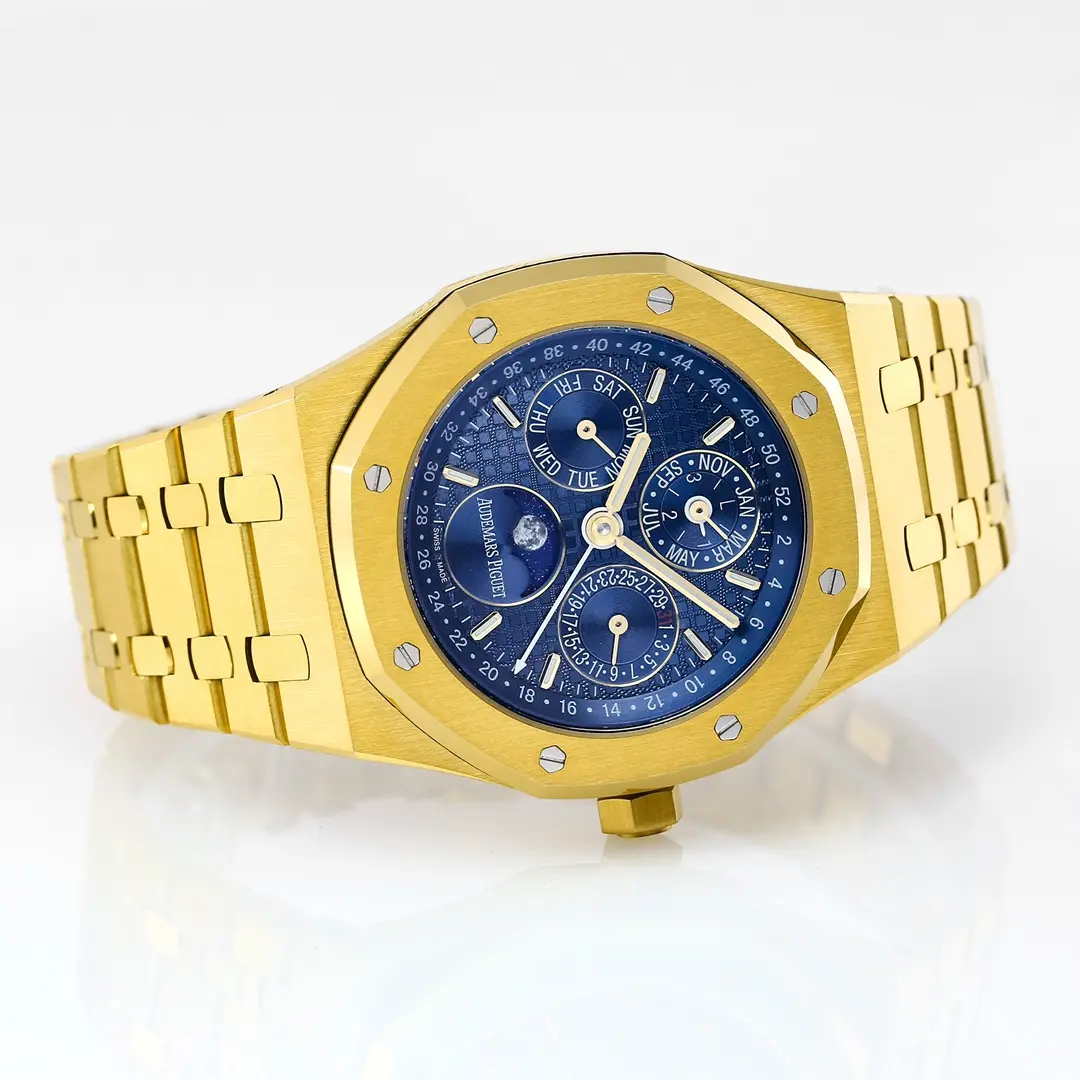KZ Factory Audemars Piguet Royal Oak Perpetual Calendar Blue Dial Yellow Gold Super Clone Luxury Watch - 图片 9