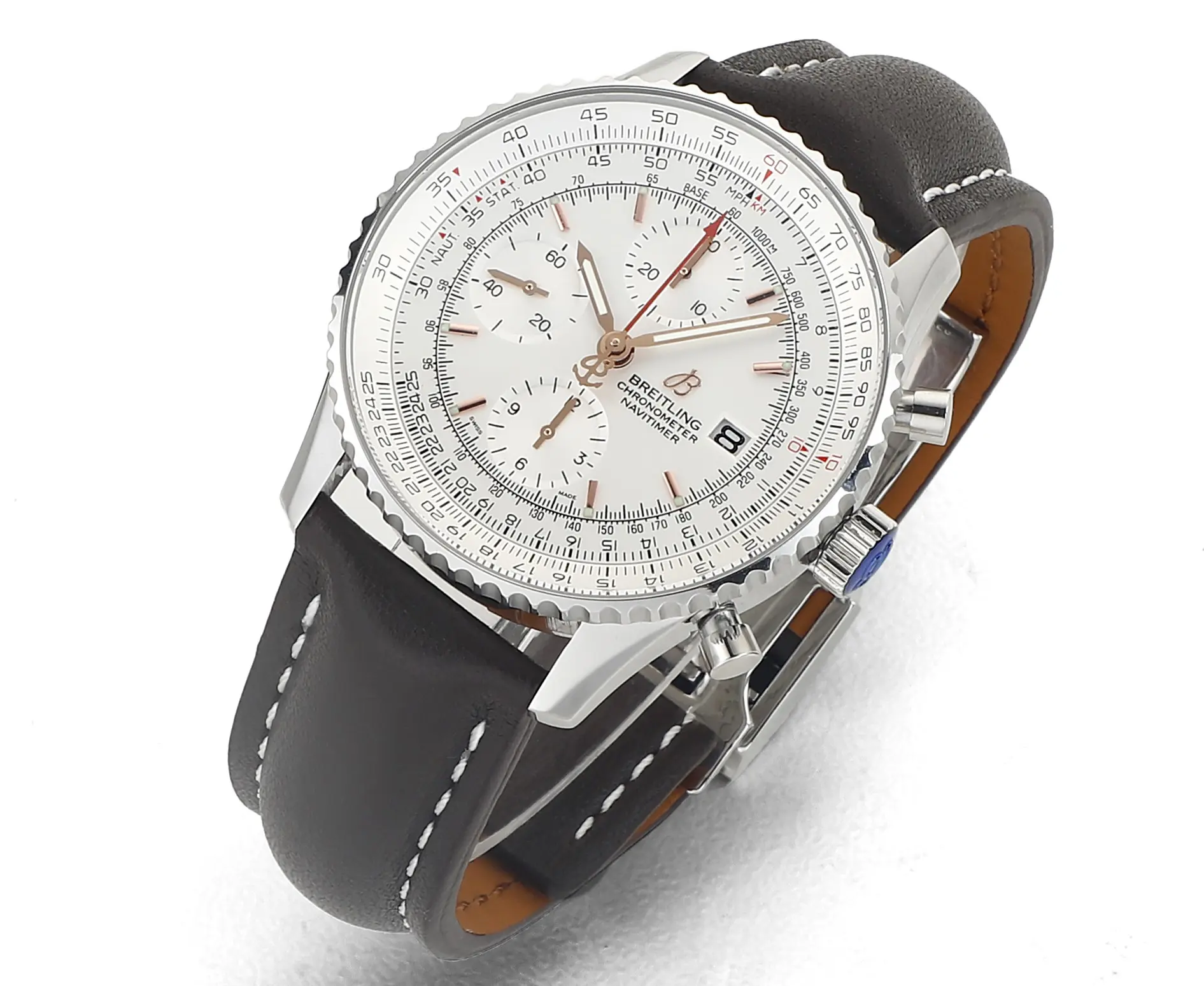 OM Factory Breitling Navitimer Chronograph Silver Leather – Premium Super Clone Watch - 图片 2