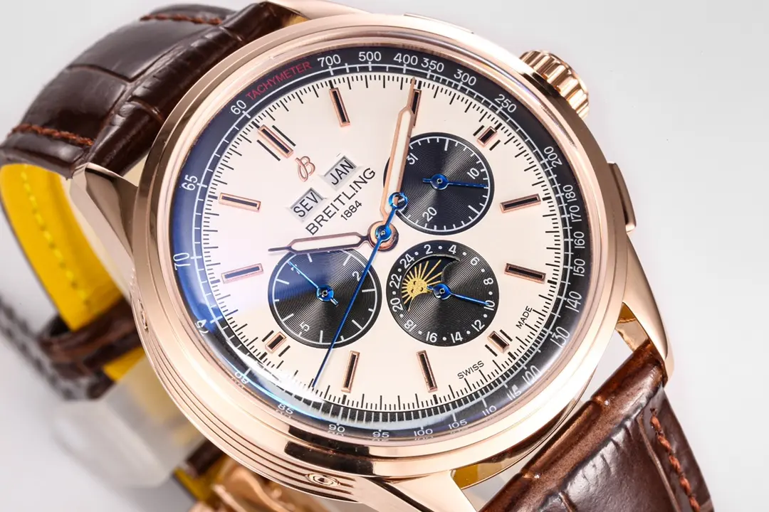 OM Factory Breitling Premier B25 Chronograph Rose Gold Brown Leather – Super Clone Luxury Watch - 图片 3