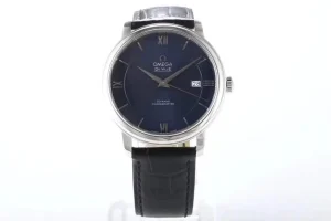 Omega De Ville Blue Dial Leather Watch