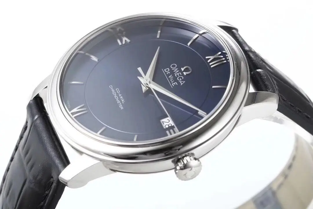 Omega De Ville Blue Dial Leather Watch - 图片 6