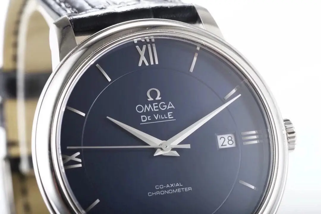 Omega De Ville Blue Dial Leather Watch - 图片 8