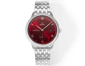 Omega De Ville Prestige Red Dial Steel Watch