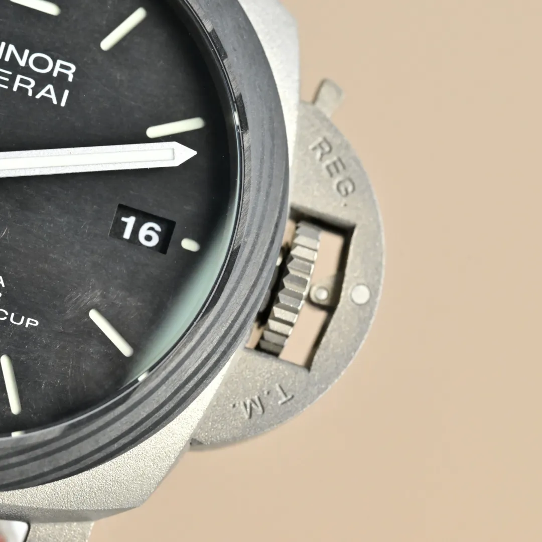 Panerai Luminor America’s Cup Black Dial Silver Titanium Case Black Alligator Leather Strap Men’s Luxury Watch - 图片 5