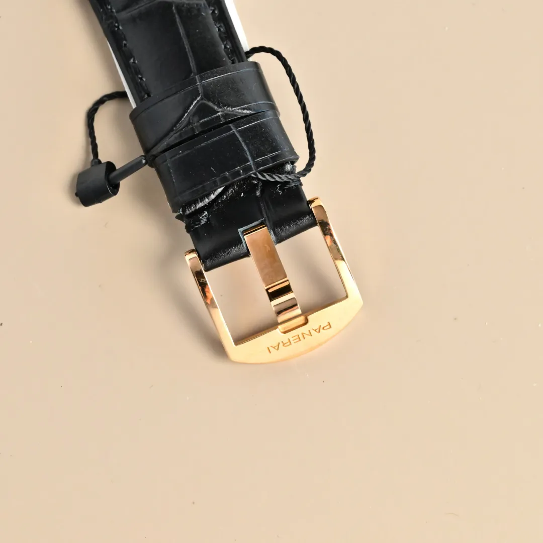 Panerai Luminor Automatic Black Dial Rose Gold Case Black Alligator Leather Strap Men’s Luxury Watch - 图片 9