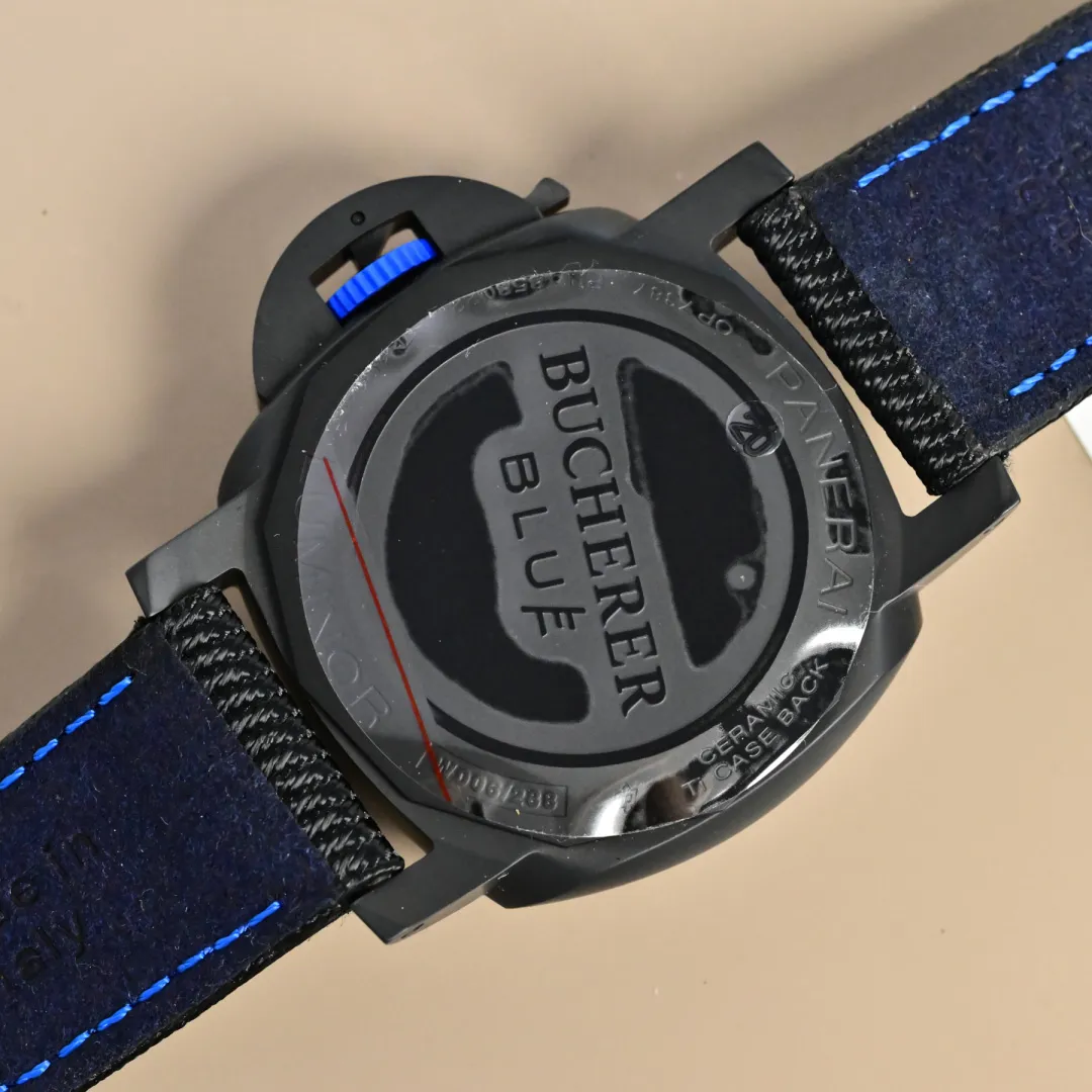 Panerai Luminor GMT Automatic Black Ceramic Dial Blue Accents Black Rubber Strap Men’s Luxury Watch - 图片 8
