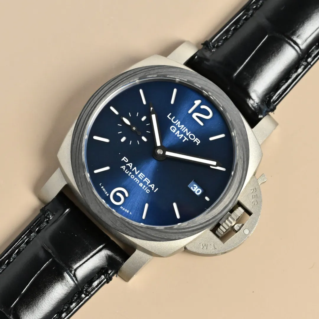 Panerai Luminor GMT Automatic Blue Dial Stainless Steel Men’s Watch with Black Alligator Leather Strap - 图片 3