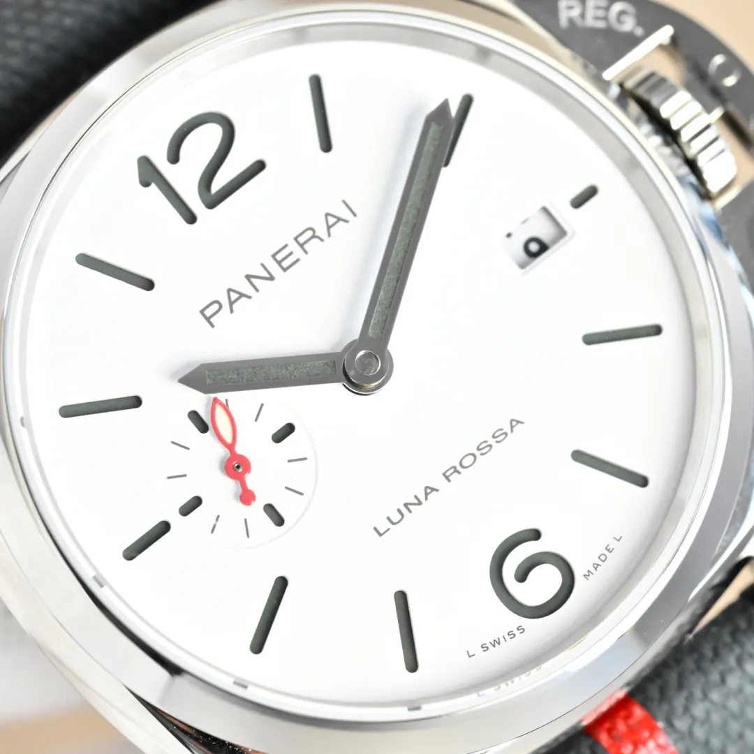 Panerai Luminor Luna Rossa Automatic White Dial Stainless Steel Case Grey Fabric Strap Men’s Watch - 图片 4