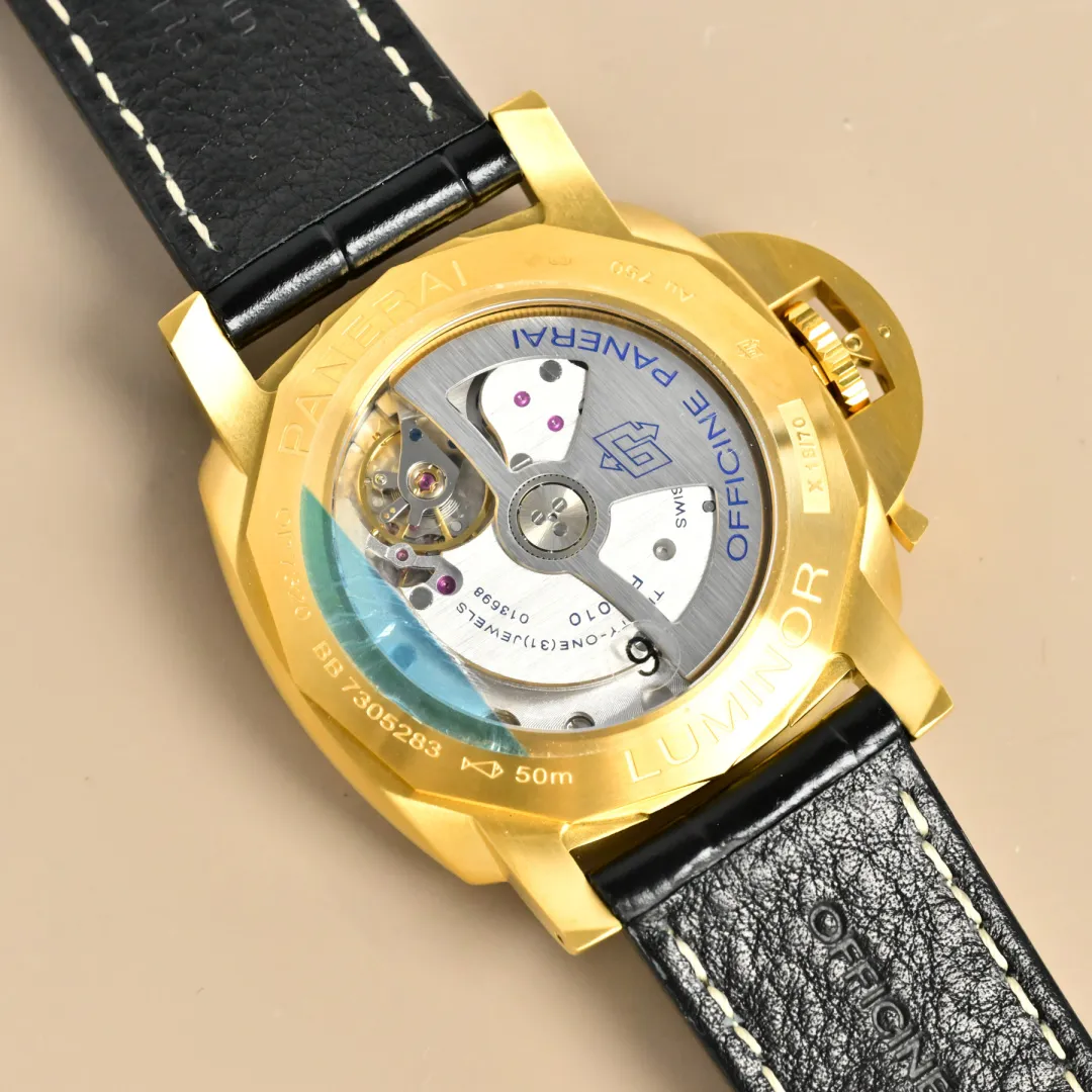 Panerai Luminor Marina Automatic Gold Case Black Dial Men’s Watch with Black Alligator Leather Strap - 图片 9