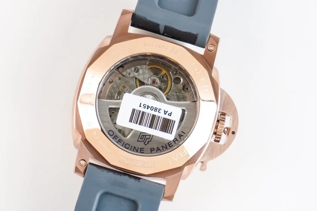 Panerai Luminor Marina Automatic Rose Gold Case Black Dial Camouflage Rubber Strap Men’s Luxury Watch - 图片 6