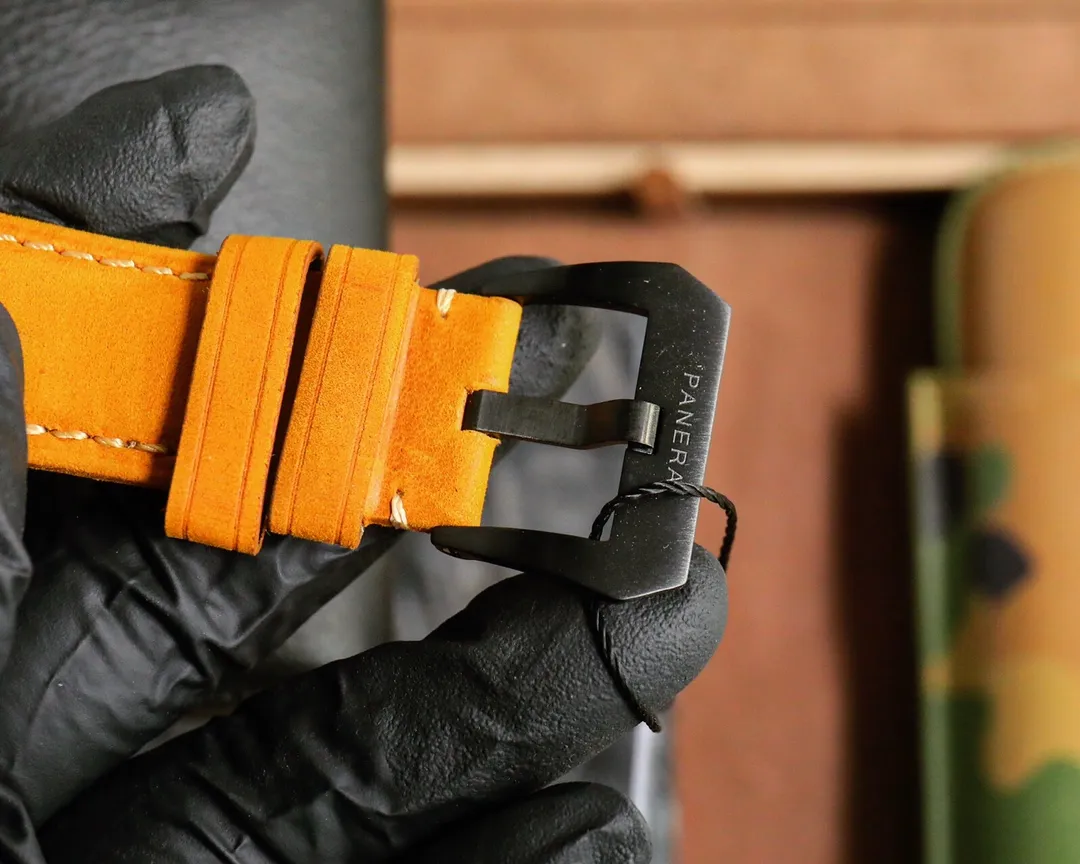 Panerai Luminor Submersible Black Ceramic Case Automatic Dive Watch with Orange Suede Strap - 图片 6