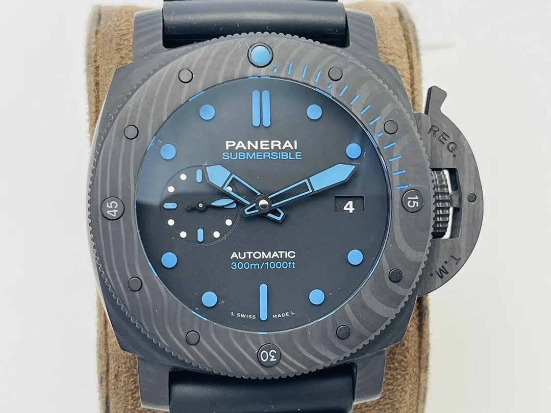 Panerai Submersible Automatic Blue Dial Black Rubber Strap Men’s Dive Watch - 图片 3