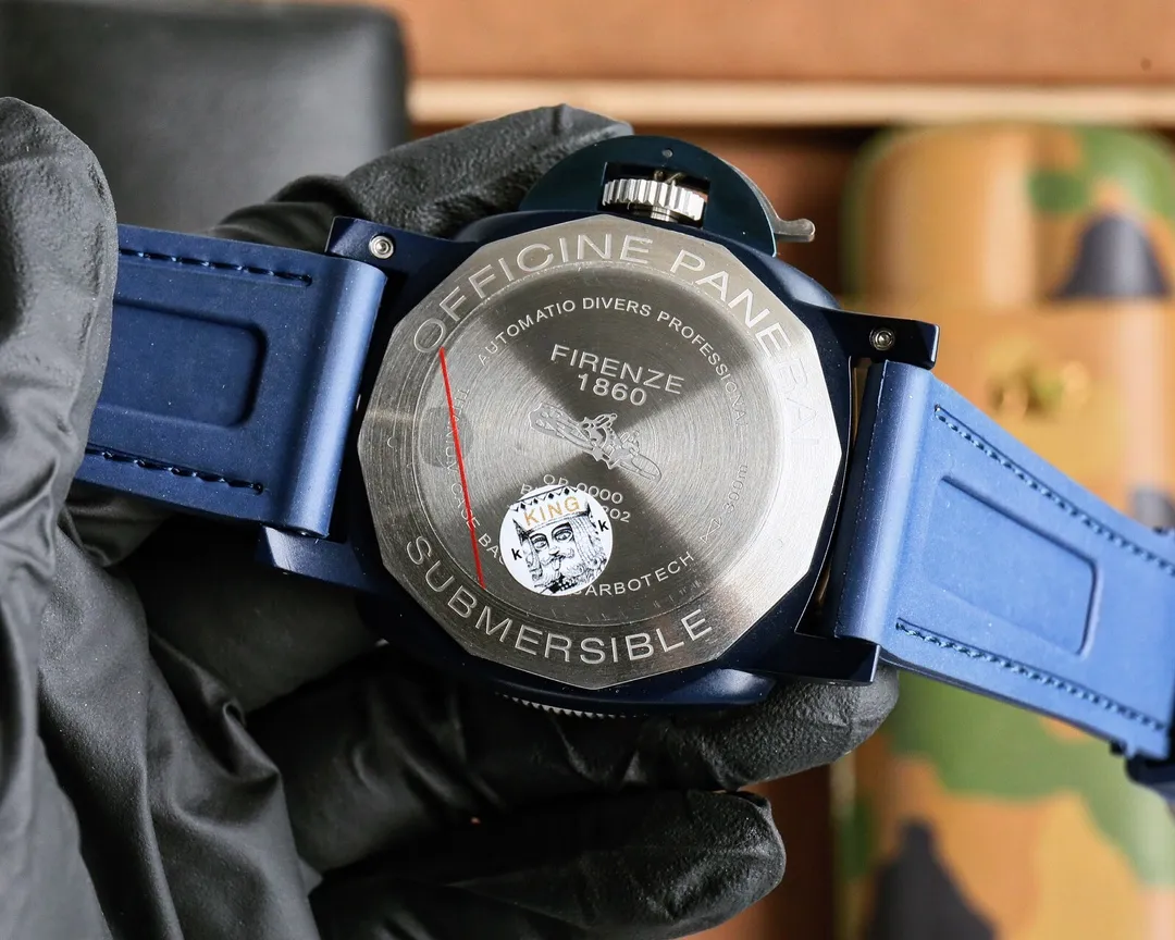 Panerai Submersible Luna Rossa Blue Dial Navy Blue Fabric Strap with Red Stripe Men’s Dive Watch - 图片 6