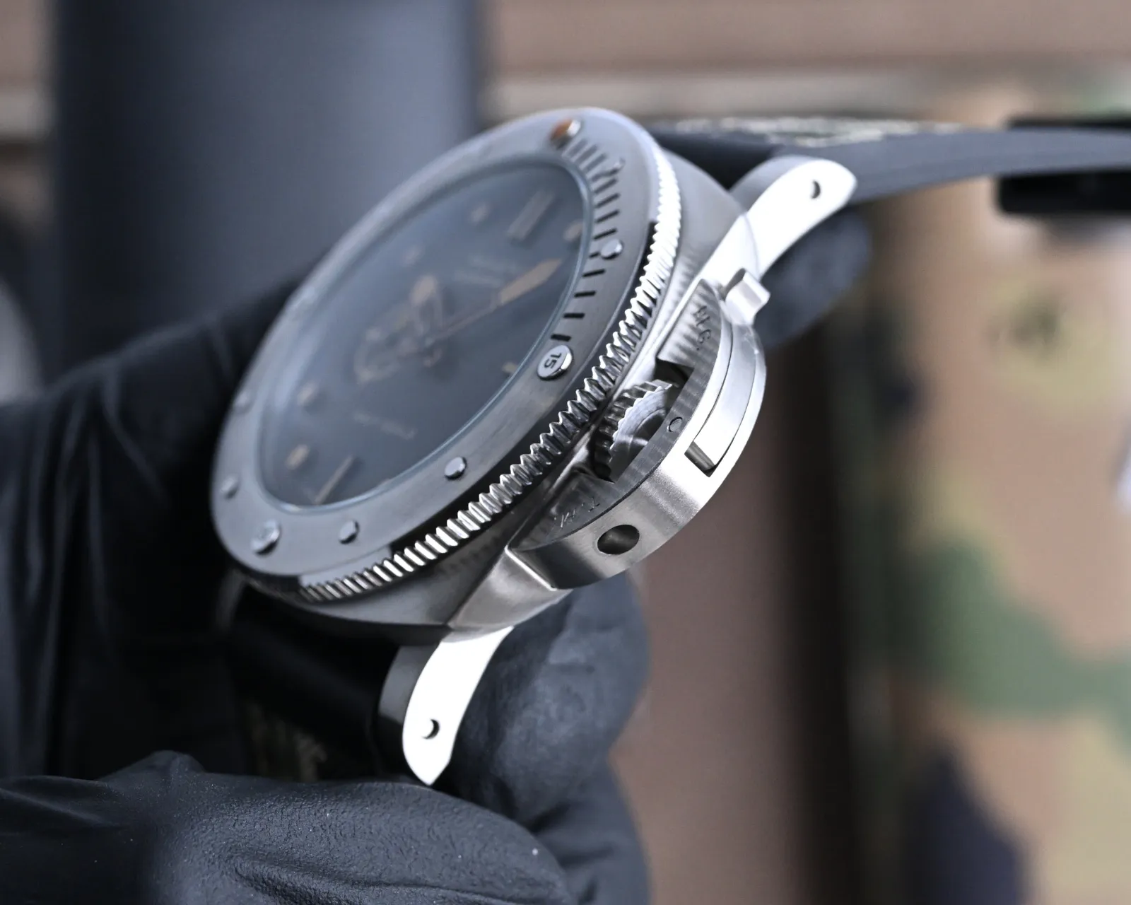 Panerai Submersible Navy Seals Black Dial Camo Rubber Strap Titanium Dive Watch - 图片 4