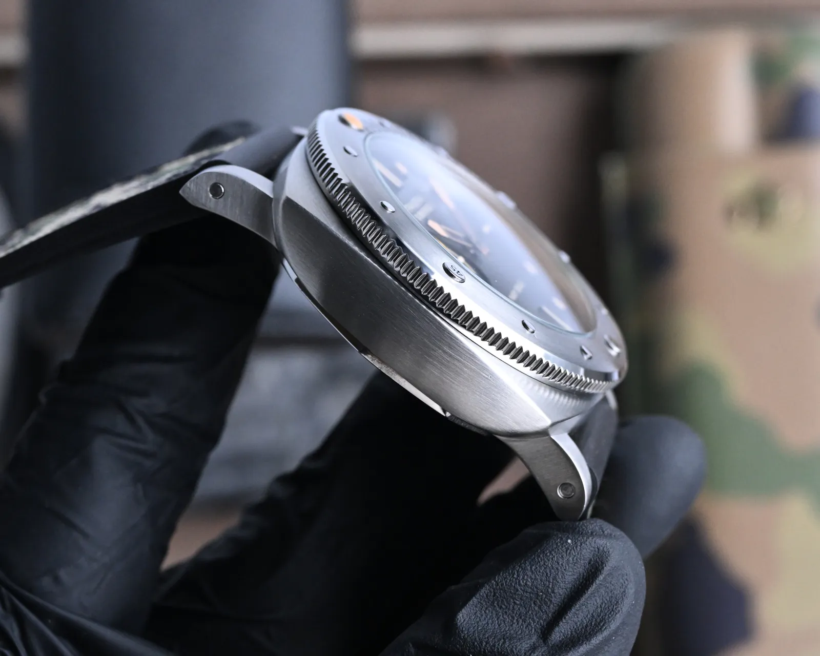 Panerai Submersible Navy Seals Black Dial Camo Rubber Strap Titanium Dive Watch - 图片 5