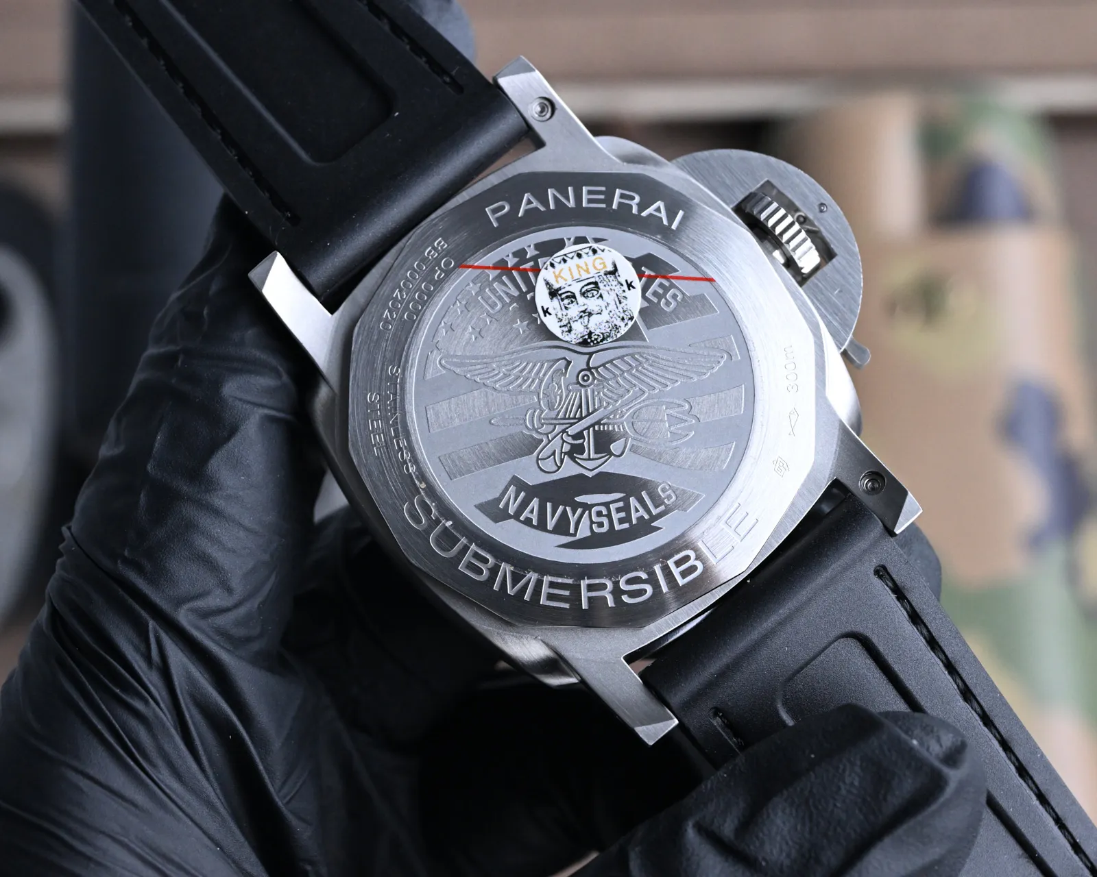 Panerai Submersible Navy Seals Black Dial Camo Rubber Strap Titanium Dive Watch - 图片 6
