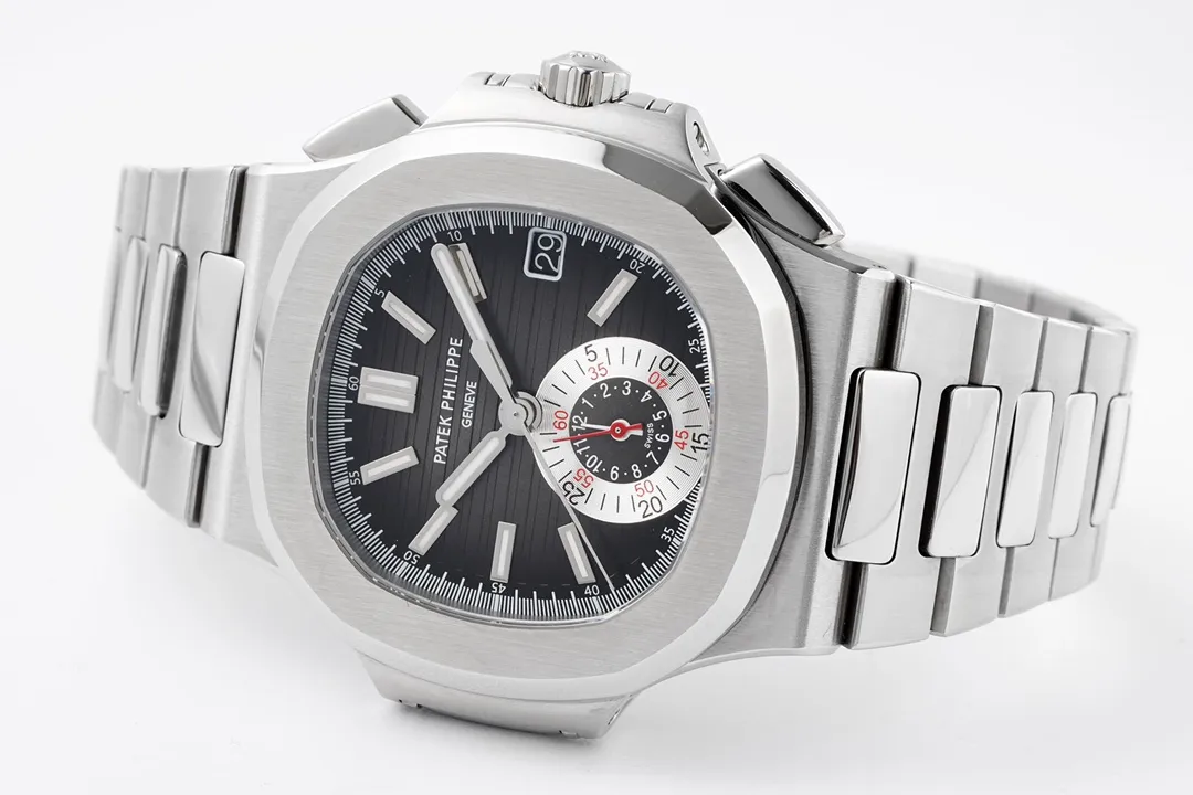 Patek Philippe 5980 Nautilus Black Dial Steel Super Clone Replica Watch - 图片 5