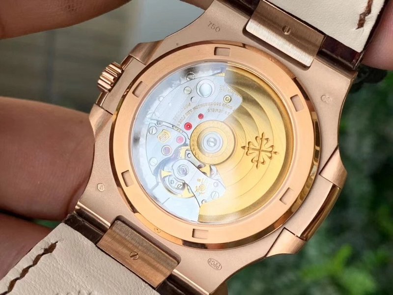 Patek Philippe Nautilus Rose Gold Brown Leather Strap grey Dial Super Clone - 图片 5